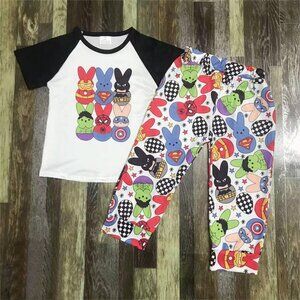 Boutique Boys Easter Super Hero Bunny Peeps Short Sleeve Outfit Set